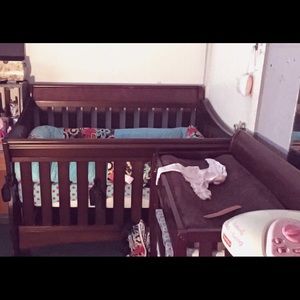 Crib/toddler bed, and changing table